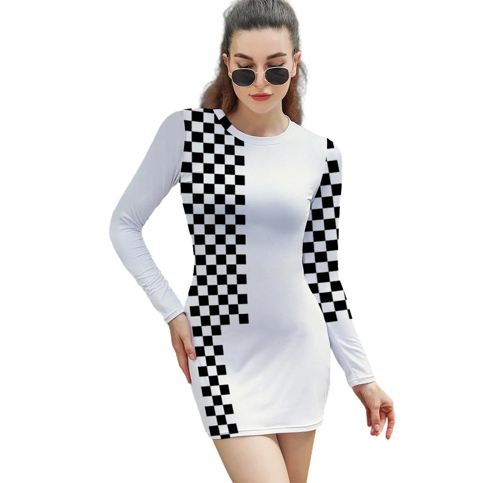 

Ska Checkerboard Concept v1 Long-Sleeved Sheath Dress Dress for pregnant women Woman fashion summer dresses women 2024