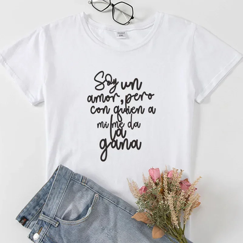Spanish Phrase Camiseta Mujer Short Sleeve Women T-shirts Aesthetic Graphic Print Clothes Shirts Lady Tshirt Mujer Camisetas
