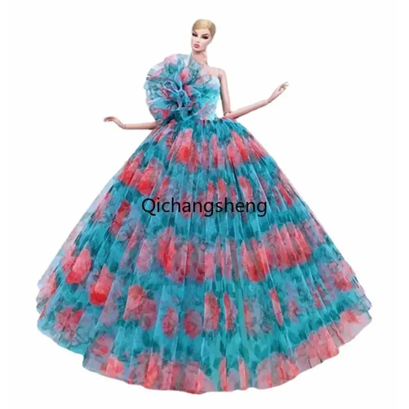 1/6 Doll Clothes Fashion Handmade Wedding Dress for Barbie Dollhouse Outfits Princess Evening Gown 11.5