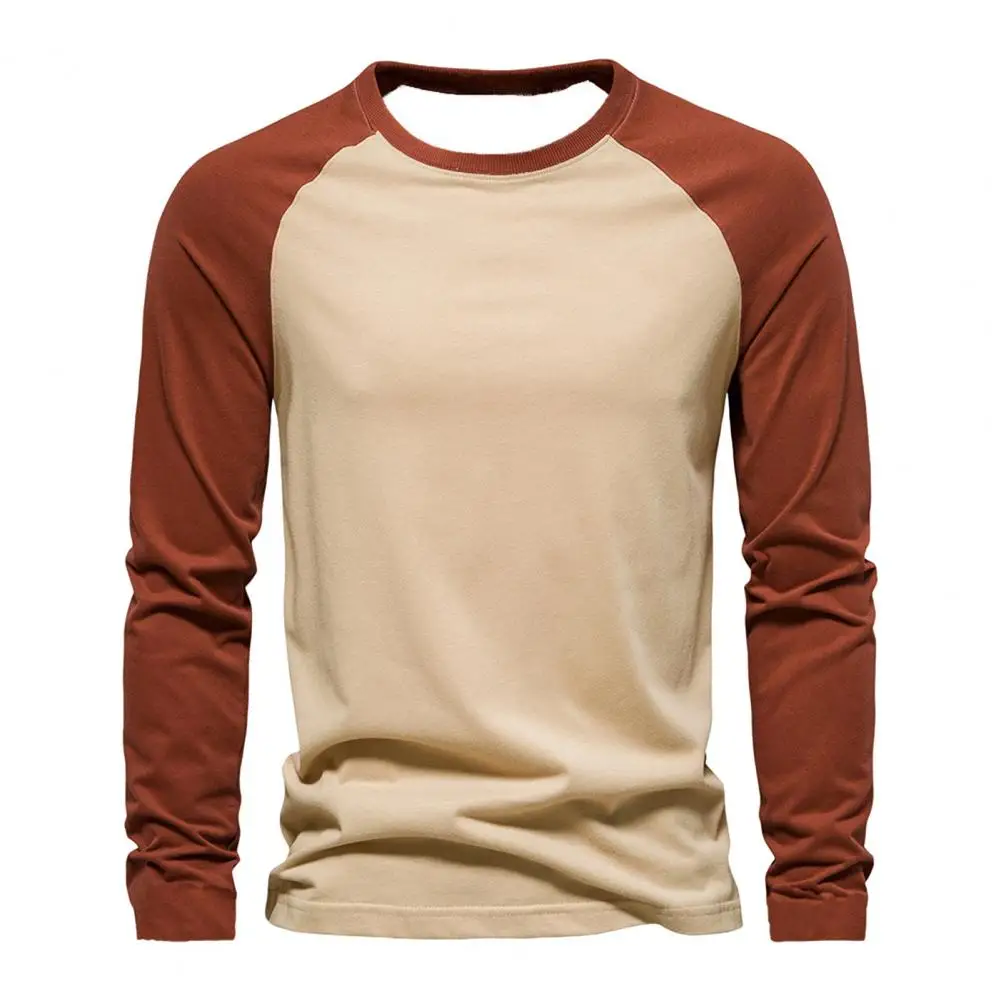 Men's T-shirts Cotton Long Sleeve O-neck Pactwork Casual T Shirts For Men New Spring Tees Men Clothing Fitness Bottoming Shirt ﻿ image 5