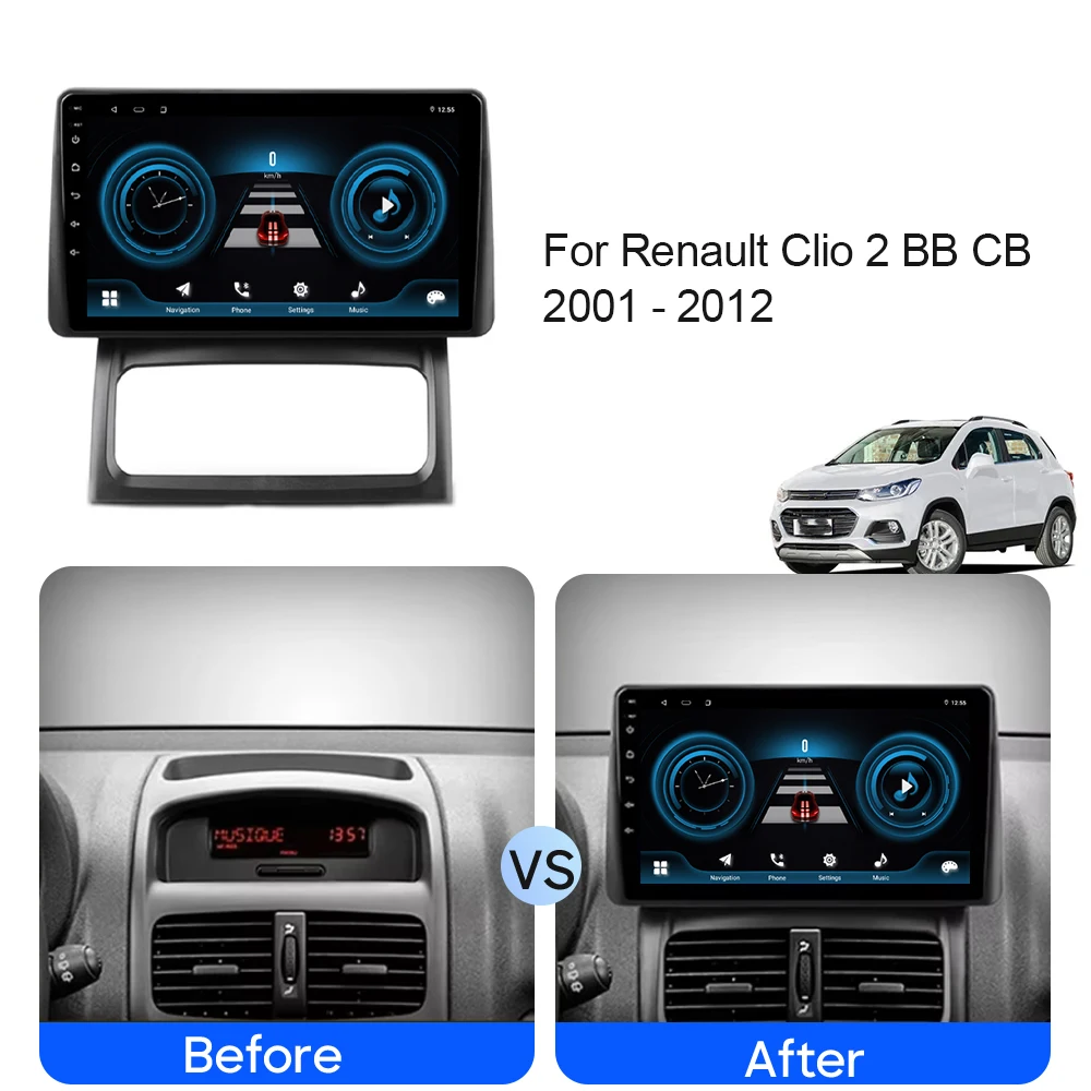 Car Radio Carplay For Renault Clio 2 BB CB 2001 - 2012 Navigation GPS Android Auto Stereo Multimedia Player 5G Wifi No 2din DVD