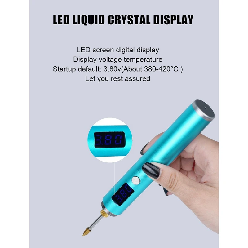 Rechargeable Soldering Iron Portable Removable Battery With LED Display USB Fast Heat