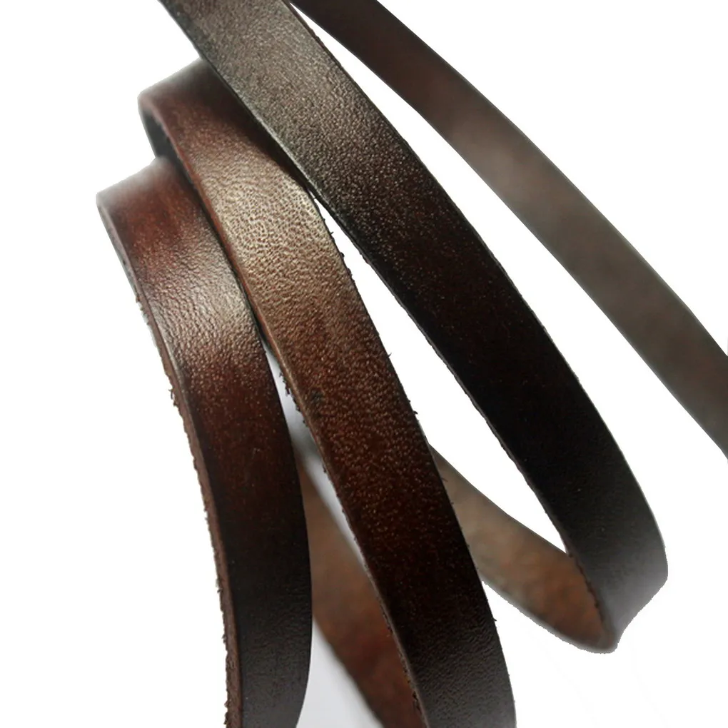 

10mm Bracelet Band Flat Real Leather Strip 10x2mm Antique Brown