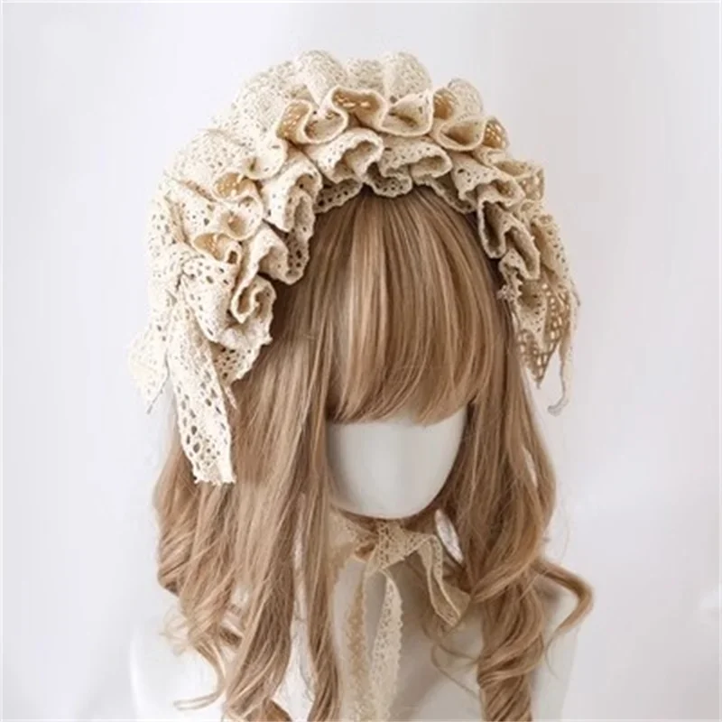 Lolita Lace Headband Lace Bow Hairband Sweet Bow Maid Cosplay Headpiece Night Party Hair Accessories^0*f