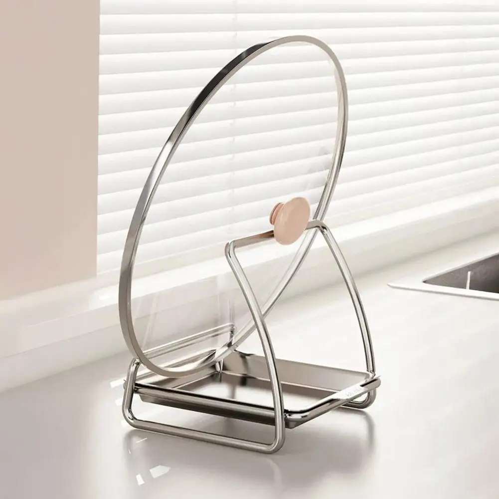 Kitchen Countertop Organizer Stainless Steel Pot Lid Holder 304 Stainless Steel Kitchen Spoon with Removable Tray Spatula Ladle