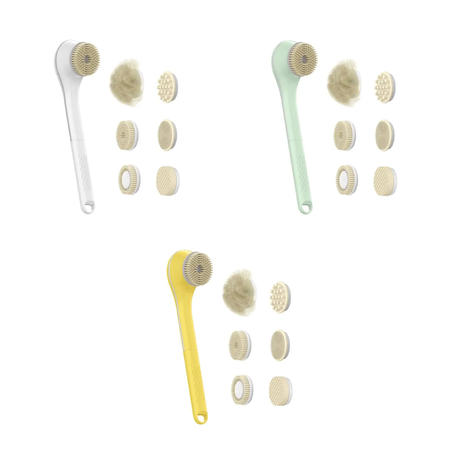 Cepillo de ducha eléctrico, depurador corporal, ajuste de velocidad de 3 niveles, cepillo de limpieza Facial con 6 cabezales de cepillo para diferentes tipos de piel