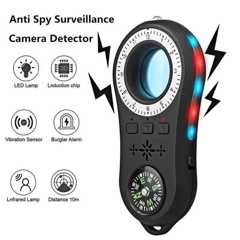 

S100 Camera Detector GPS Tracker Detector RF Signal Infrared Hotel Anti-Surveillance Anti-Sneak Shoot Night Vision Alarm Sensor