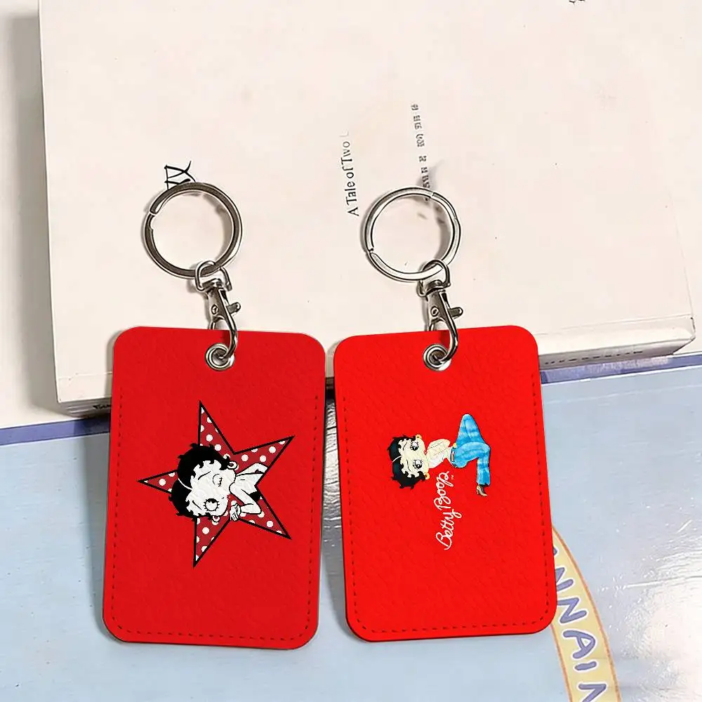 B-Betty Girl B-Boops Style PU Access Card Holder with Keychain - Executive Protection for Bank card,Subway, Bus Card case