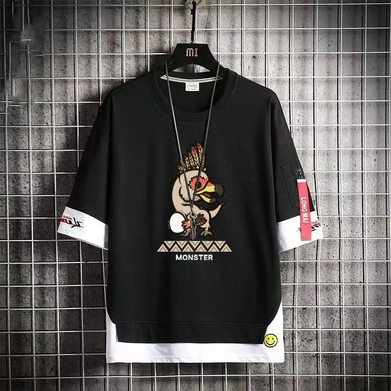 Monster Hunter T-shirt Men Women Cartoon Tops Hip HOP Teenage Short Sleeve Tees  Fashion Streetwear Man Cotton T Shirts