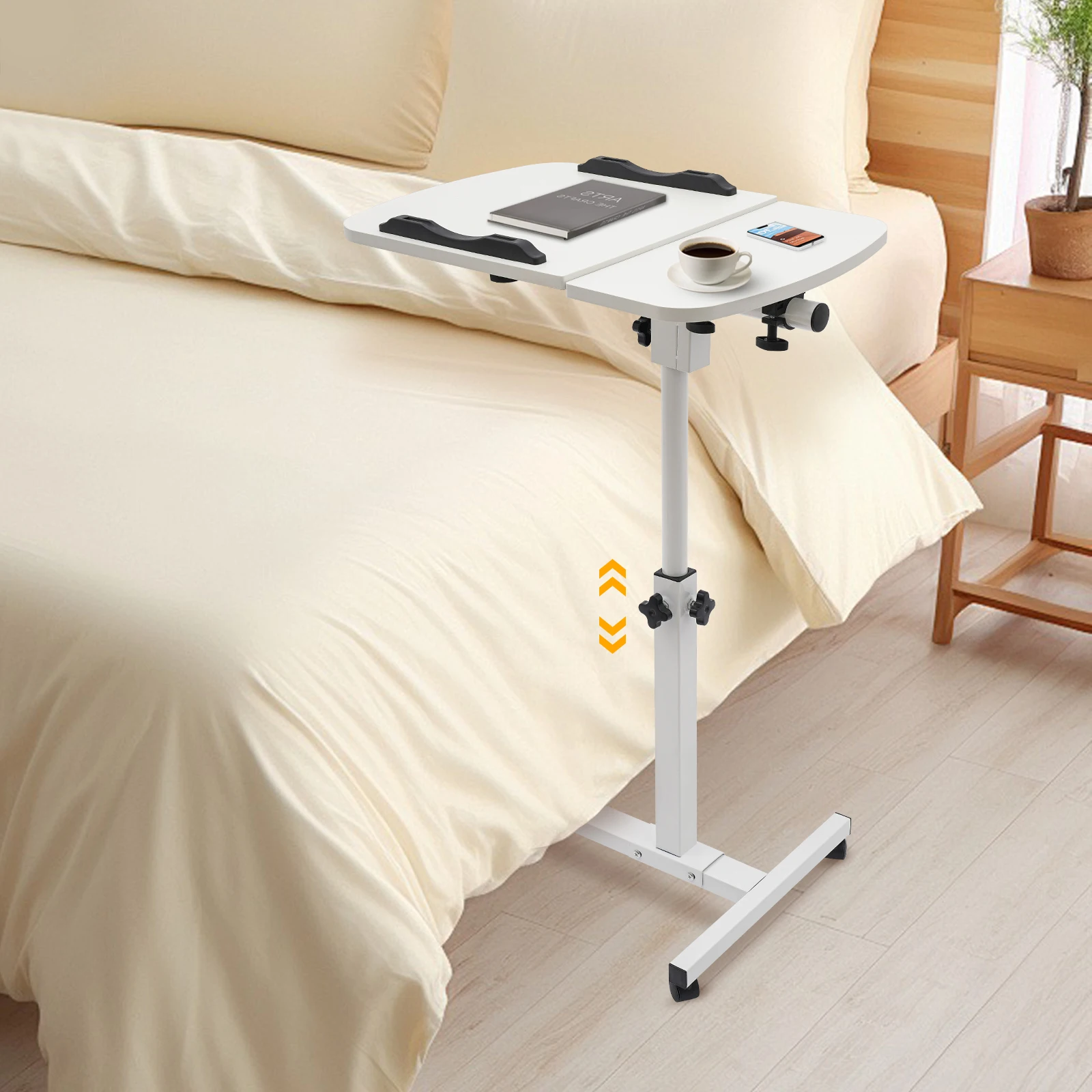 Adjustable Laptop Table, Computer Desk Stand with 360° Swivel Wheels
