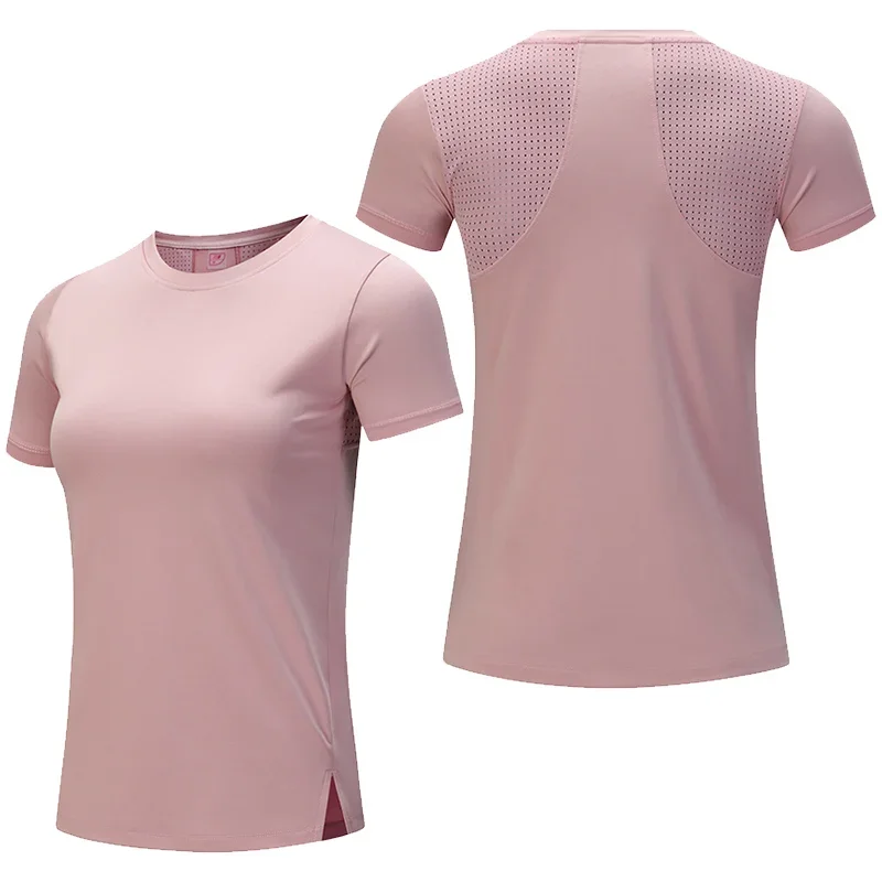 Women Gym Jogging Top Fitness Quick Dry Yoga Shirts Short Sleeve Mesh  Athletic Shirt Outdoor Running Sporting Sweat Suits Pink