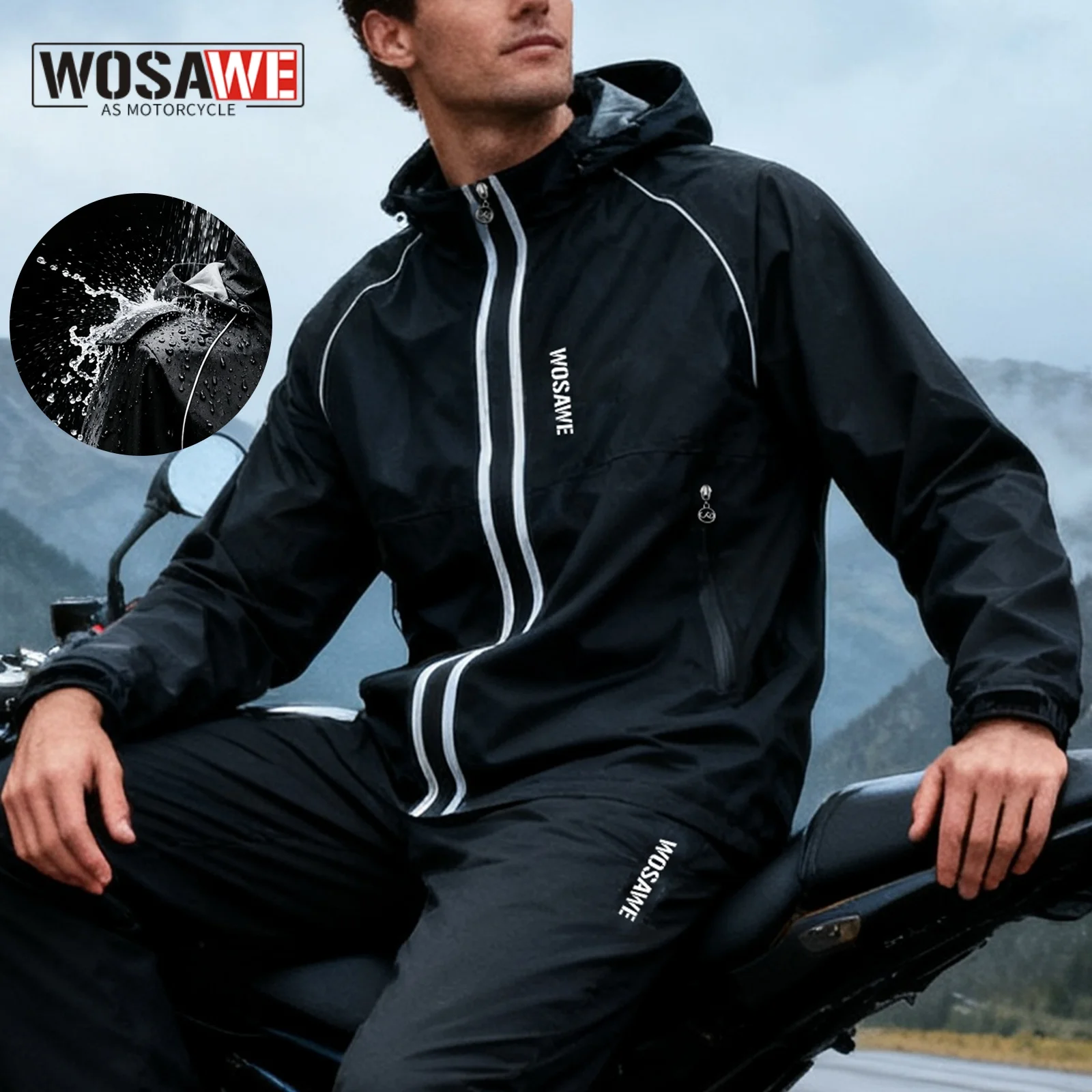 

WOSAWE мотоциклетный плащ, дышащий водонепроницаемый светоотражающий плащ, дождевики, защита от дождя, плащ для мотокросса