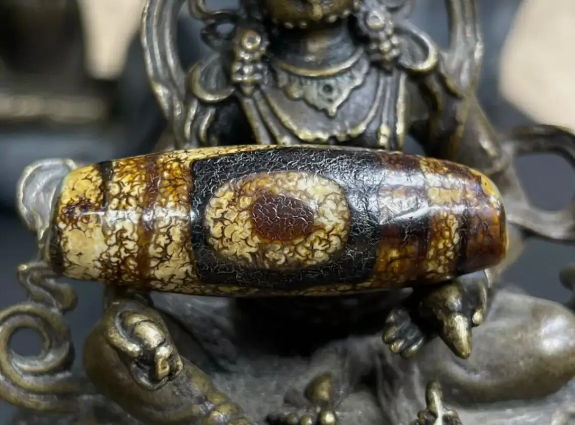 Tibetan Nepalese Himalayan Ancient agate Old Dzi Talisman 3 Eye Beads Amulet