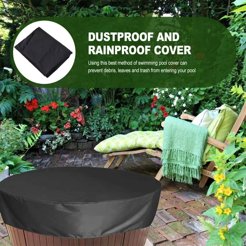 Round Bathtub Cover Outdoor Anti-Uv Spa Hot Tub Dust Cover Foldable Sunscreen Dustproof Waterproof Covers Swimming Pool Cover