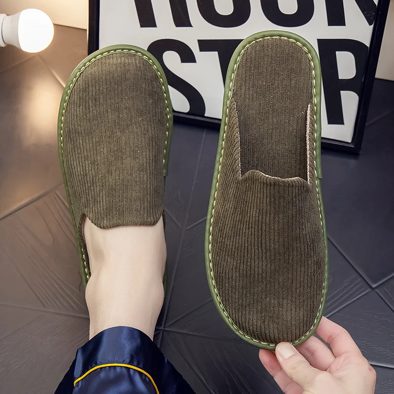 

Couple's All Season Indoor Slippers Non-Skip Comfortable Fabric Home Cotton Shoes for Men and Women
