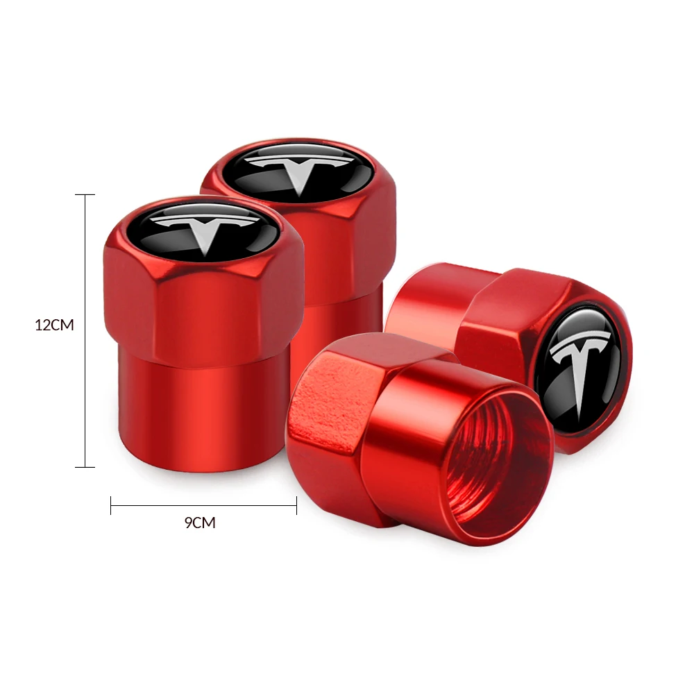 

4Pcs Dustproof Caps Car Tire Valve Stem Caps Wheel Tyre Air Valve Cap For Tesla Model 3 Model Y X MODEL S ROADSTER Car Styling