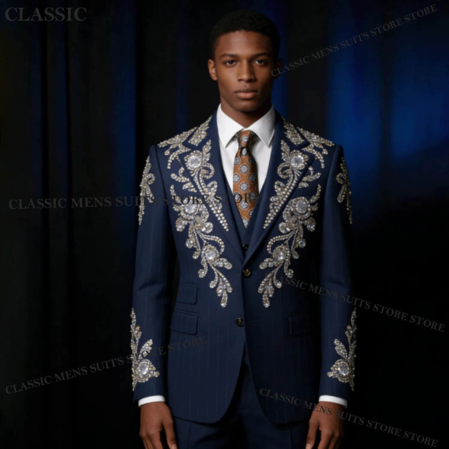 

Роскошный костюм с кристаллами для мужчин, индивидуальный пошив, для жениха, нарядный мужской блейзер, комплект из 2 предметов, блестящий, приталенный, смокинг, свадебный, Ropa Hombre