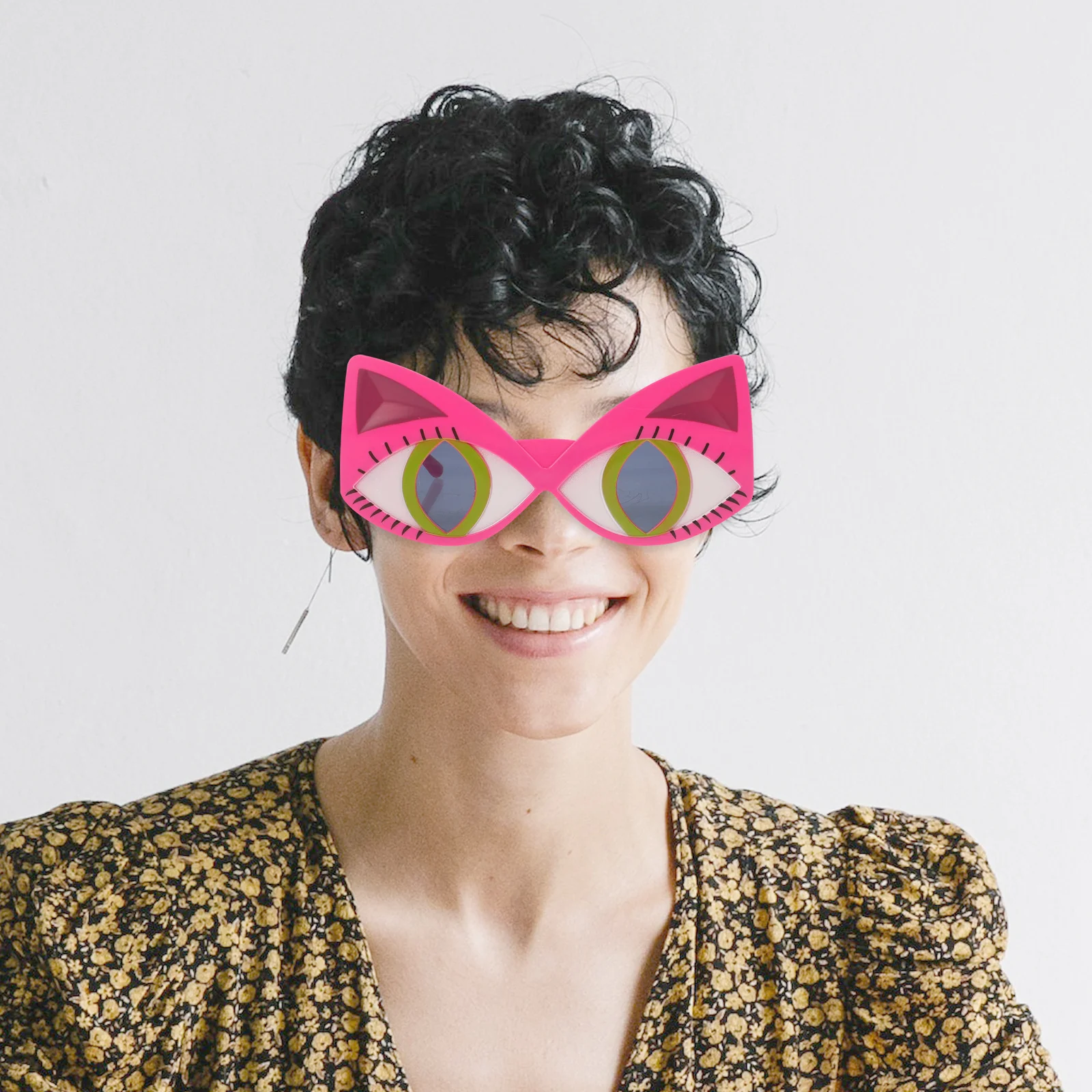 Kat Brillen Grappige Overdreven Grote Ogen Lichtgewicht Pc Frame Voor Halloween Cosplay Party Kat Kostuum Accessoire Props