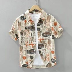 Fashion Print Short Sleeve Shirt for Men Summer New Loose Casual Shirt Designer Clothes Men