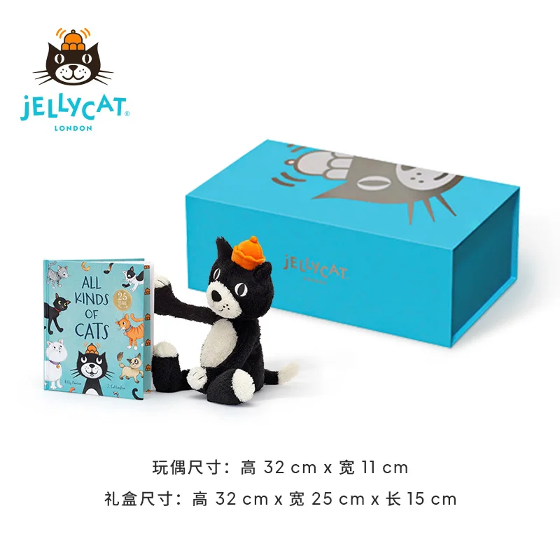Jellycat Jack Cat плюшевая черно-белая мягкая игрушка 2024 смокинг Heritage Original 14