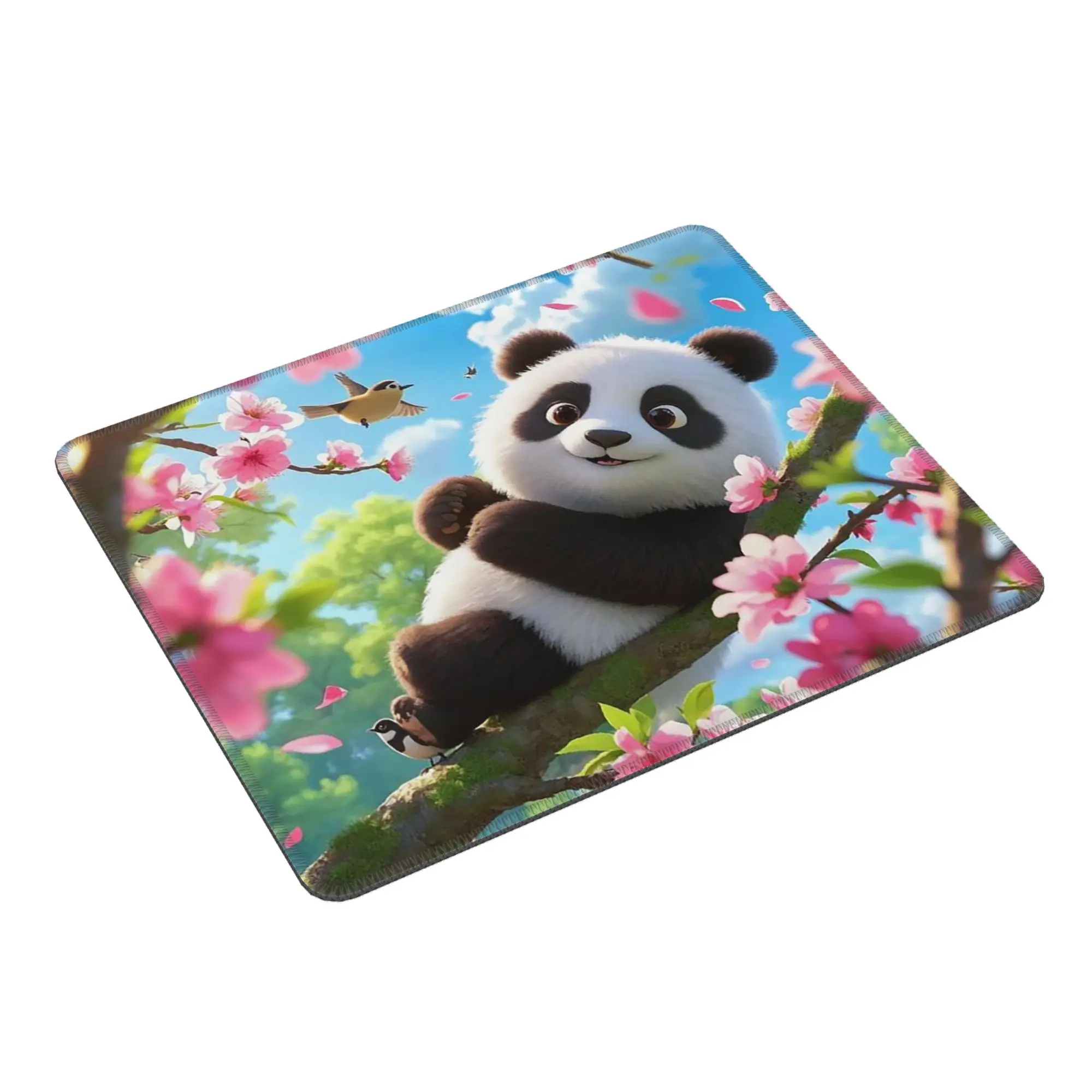 Panda In A Peach Blossom Branch Mouse Pad Computer Keyboard Mouse Mat Gaming PC Laptop Desk Mat Office Table Mats