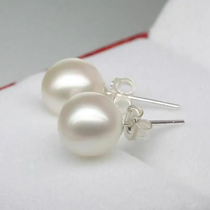 Pearl Earrings Silver Plated Stud Earrings For Women Earing Jewelry Earings 6mm 8mm Pearl Earring Kolczyki Pendientes 2CF2