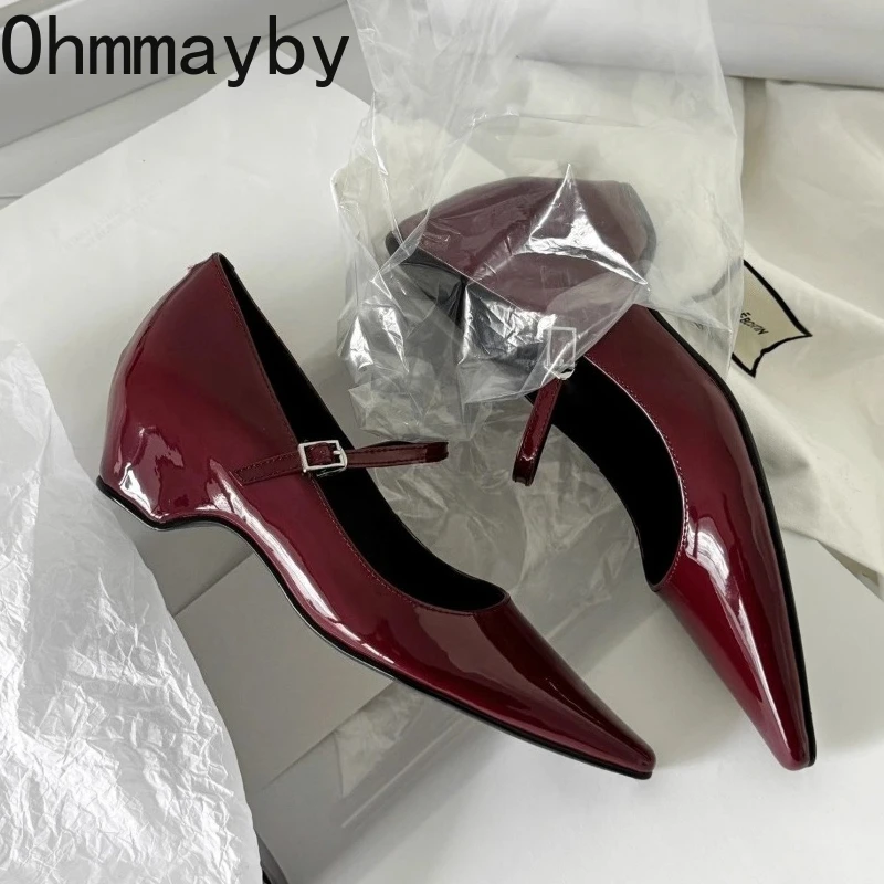 

Designer Luxury Thick Heel Women Mary Jane Shoes Fashion Shallow Pointed Toe Shoes 2026 Spring Female Elegant Party Dress Pumps
