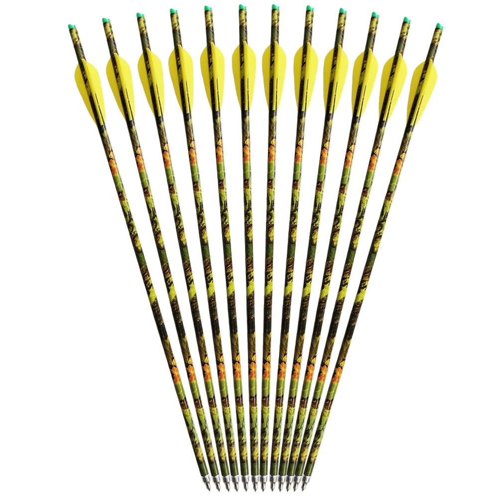 12/24pcs OD8.8mm Archery Mixed Carbon Arrows Professional Hunting Camouflage