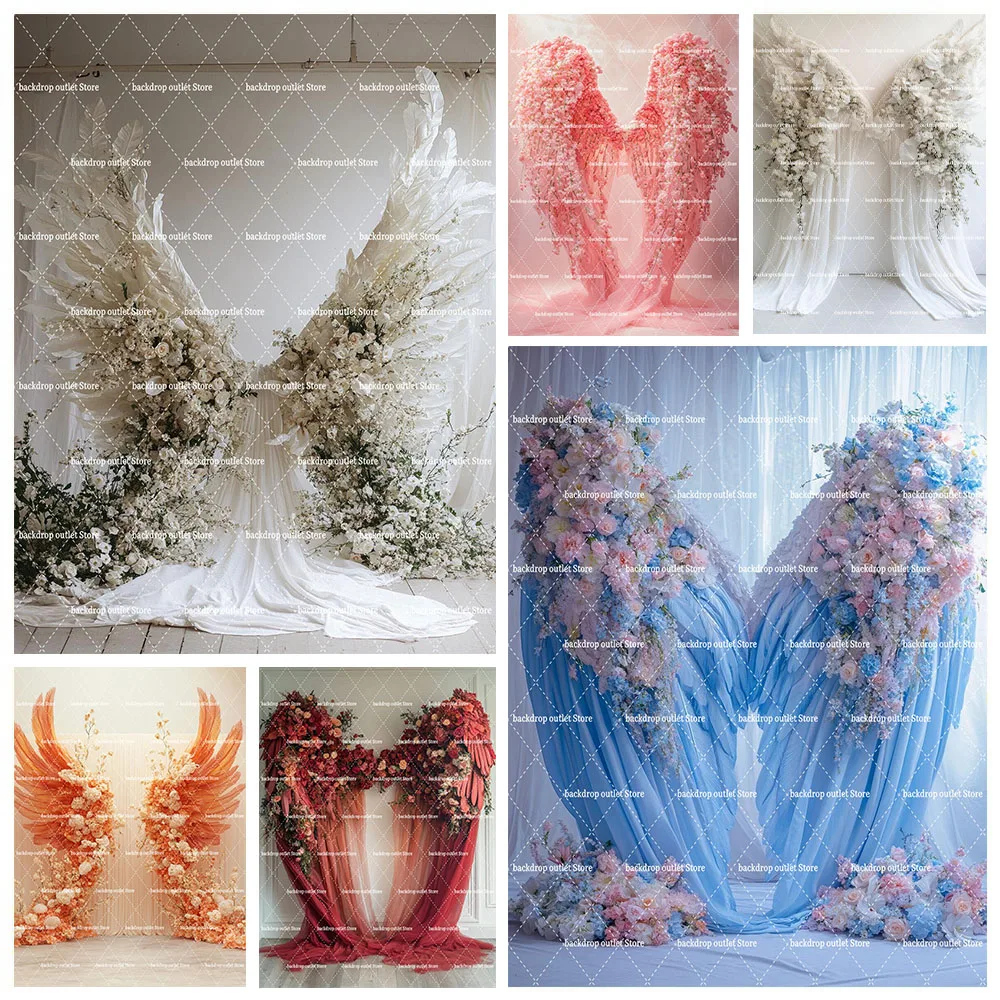 

Mehofond Photography Background Floral Angel Wing Princess Birthday Party Maternity Romantic Garden Wedding Decor Photo Backdrop