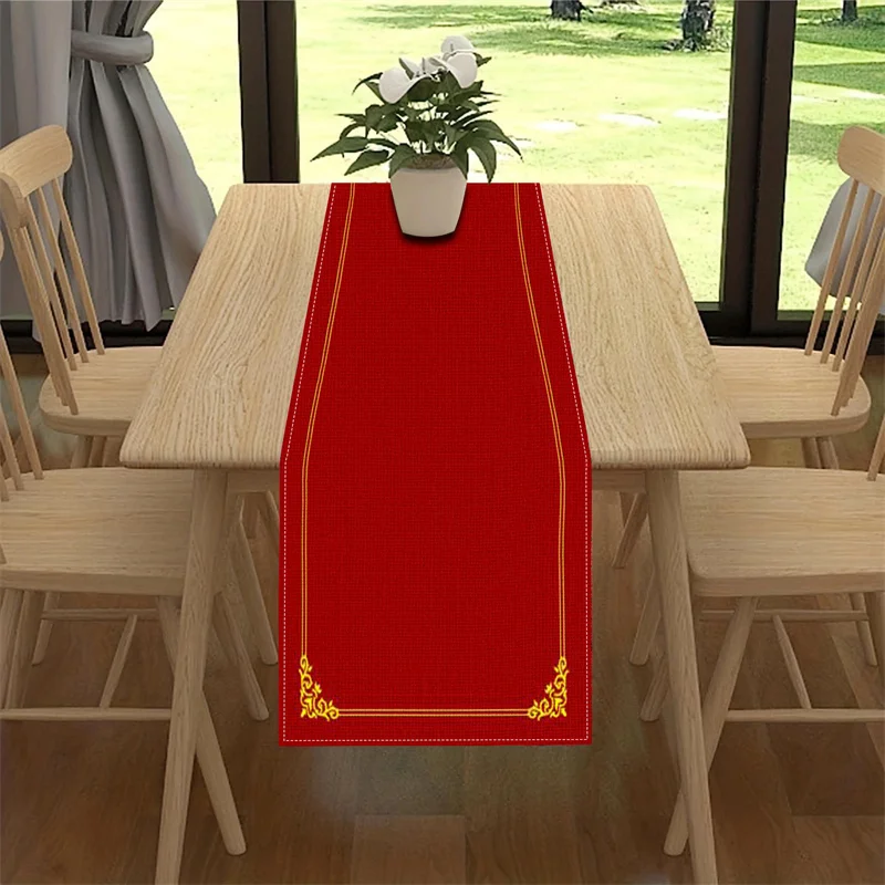 

Элегантная красно-золотистая скатерть-дорожка с цветочным узором – льняная, разных размеров, для дома, кухни, ресторана, вечеринок