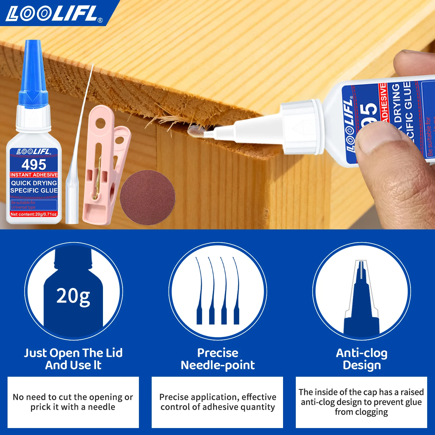 Adhesivo transparente super adhesivo para reparar artesanías de muebles de madera, todos los usos adhesivo instantáneo para artesanías de trabajo de la madera