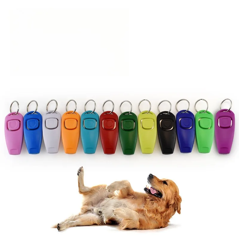 2 in 1 Pet Dog Clicker Dog Training Whistle Clicker Dog Trainer Puppy Stop Barking Training Aid Tool with Key Ring Pet Supplies