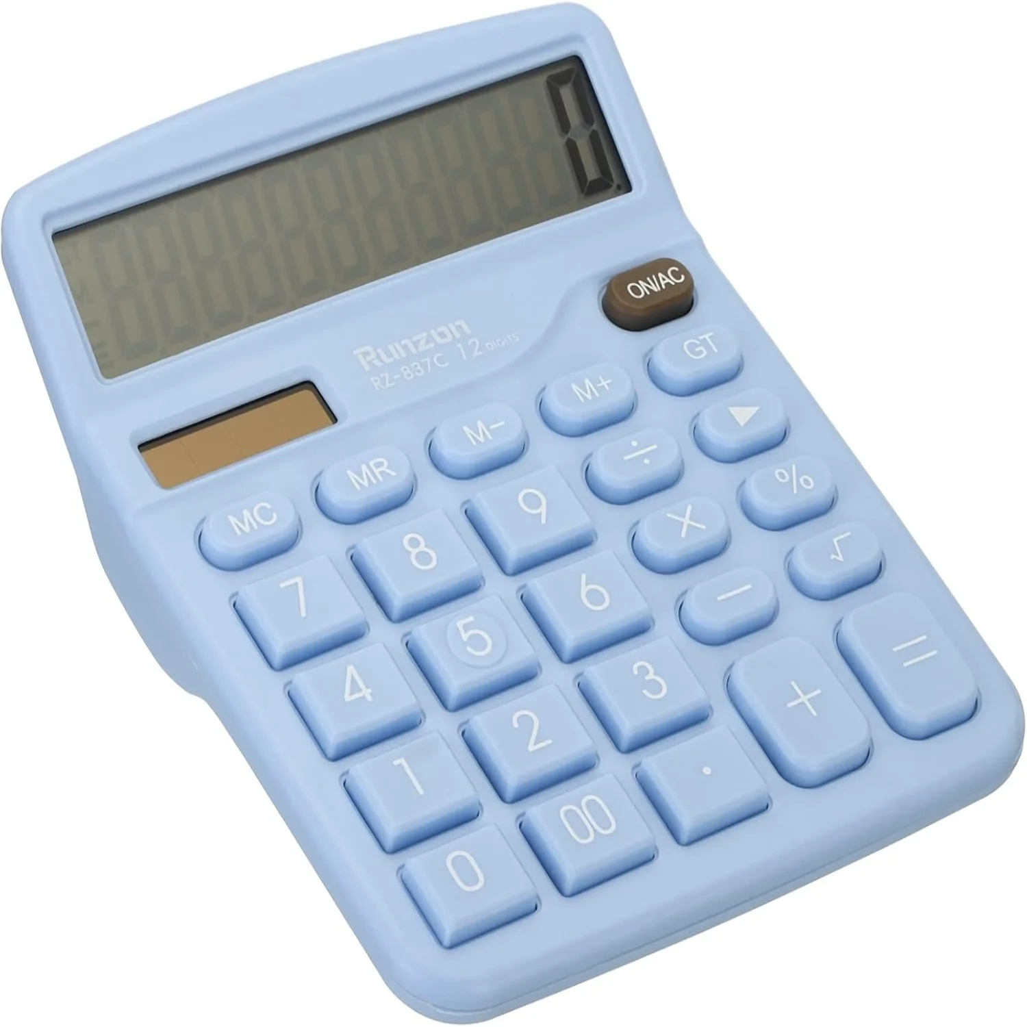Desk Calculator, 12 Digits Large LCD Display Electronic Calculator Solar Battery Dual Power for  Office Desktop, White