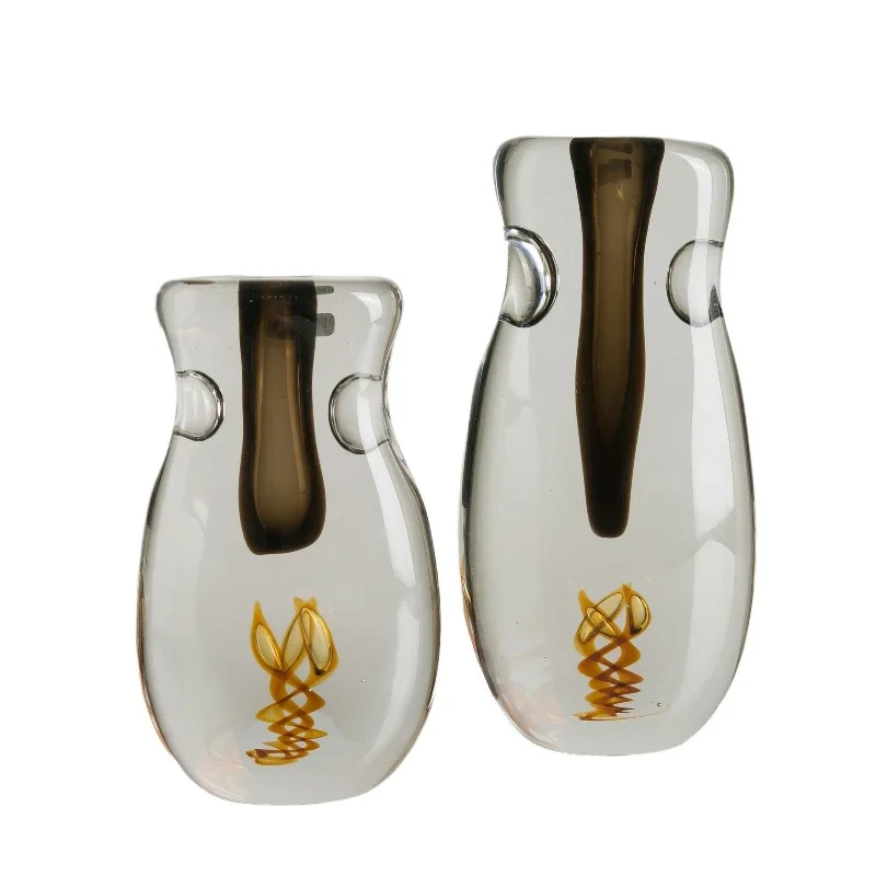 

Thick small mouth glass vase, high-end living room flower utensils, light luxury crystal home soft decoration, medieval orname