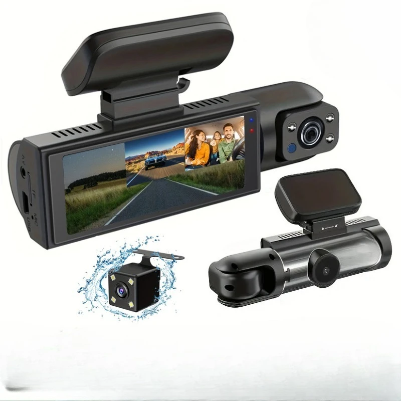 3 lenses simultaneous video driving recorder high definition 1080P night vision parking monitoring
