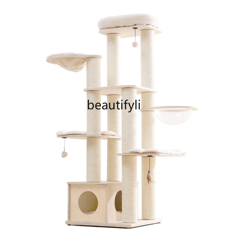 

Large Solid Wood Space Capsule Cat Climbing Frame Cat Nest Tree Integrated Pet Climbing Rack