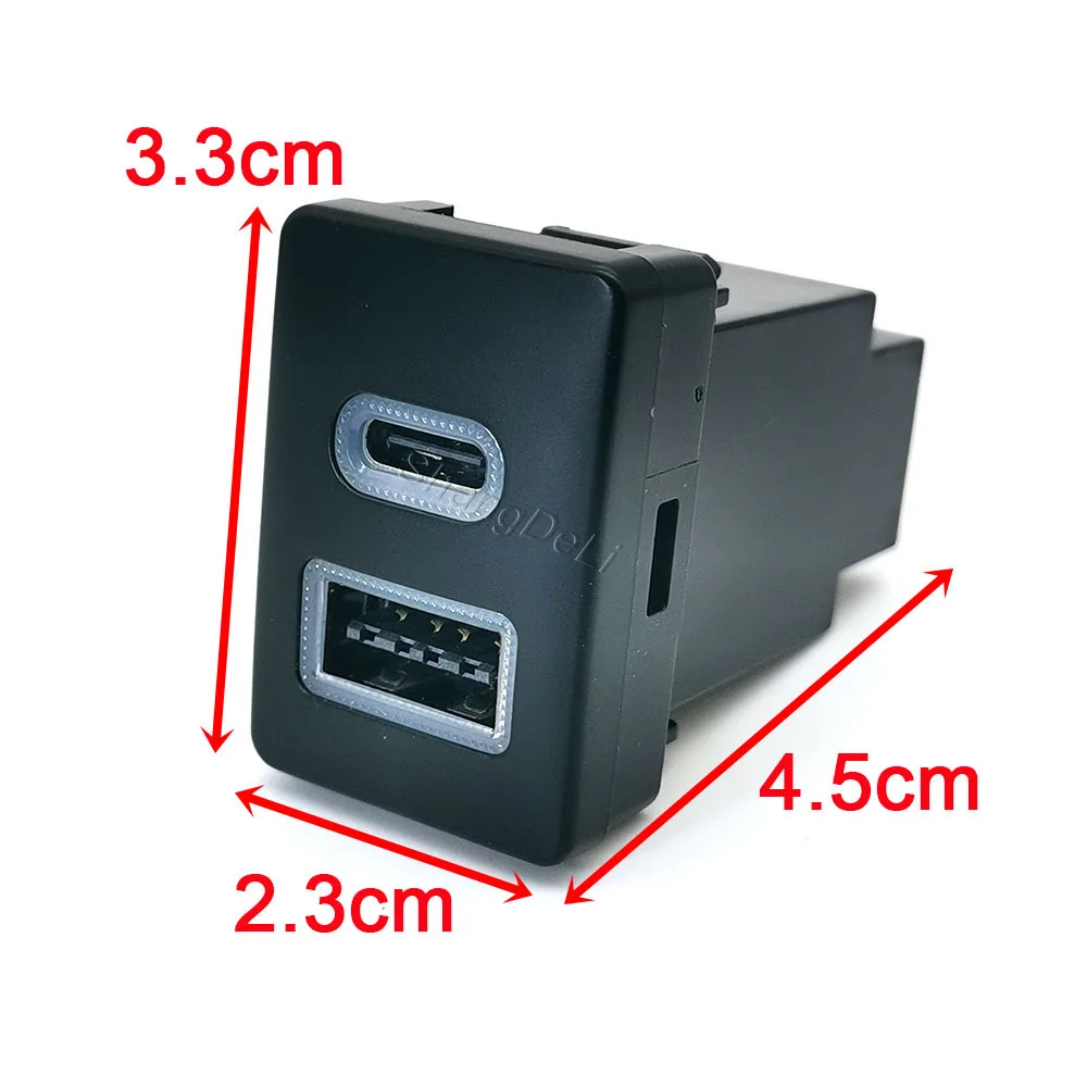 12V/24V Car USB QC3.0 Type-C PD Dual Charger Socket Adapter For Toyota Spade 2012-2016 LC76 2019-2024