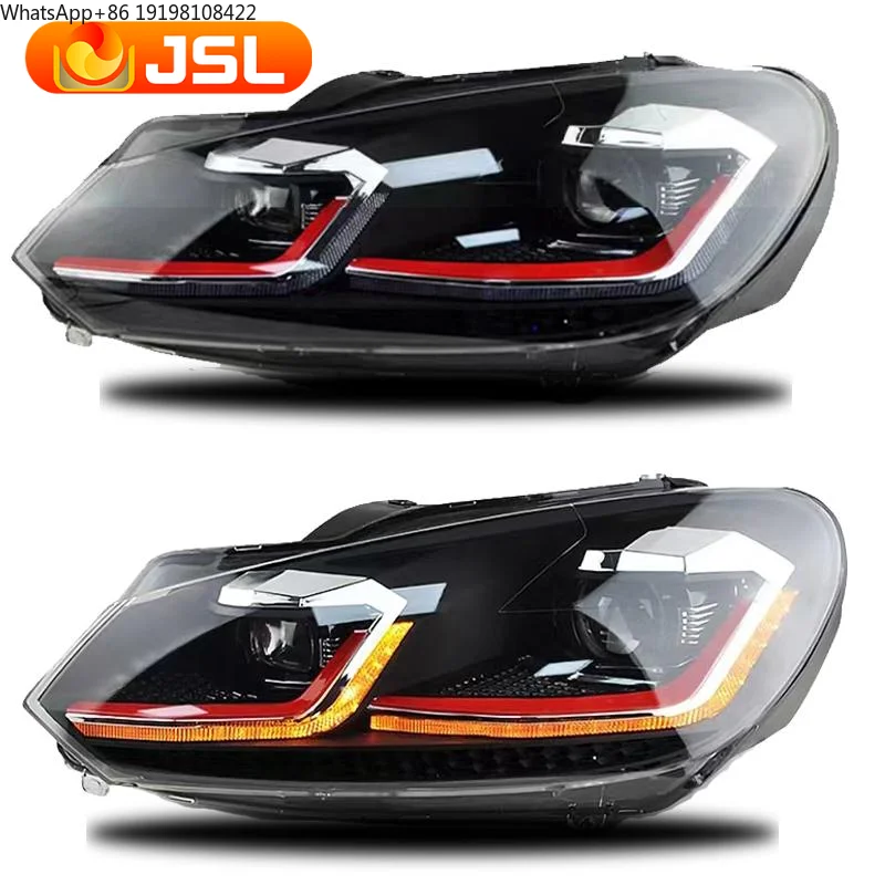 Suitable for Volkswagen Golf 6 LED Headlight 2009-2012 Golf Mk6 LED DRL Hid Headlight Angel Eyes Bi-xenon Beam Accessories