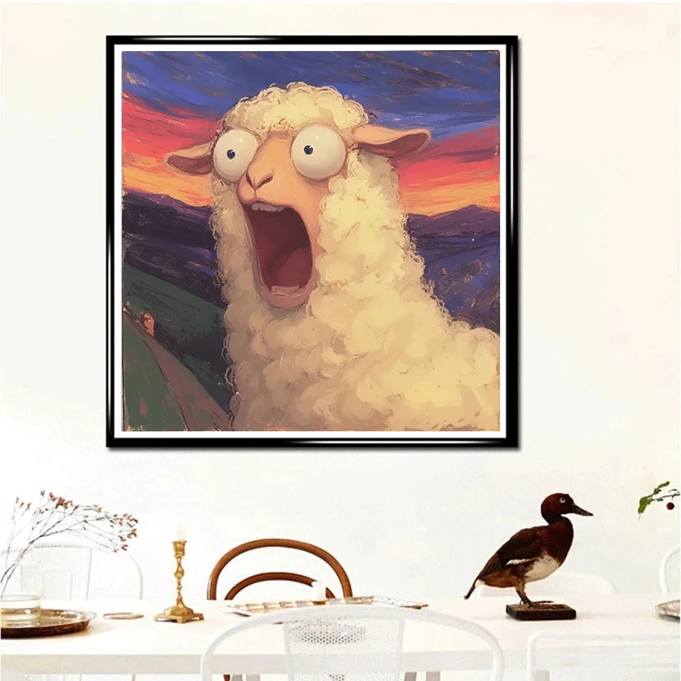 Screaming Állat 5D Briliáns Festés Komikus Állat Ábra Mosaic Mesterkedés DIY strasszos Kellemetlenség Bevarr haza decoratie