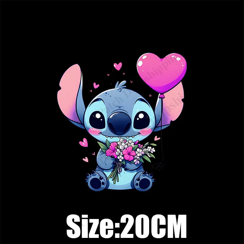 Parche de Lilo & Stitch de dibujos animados para ropa, camiseta DIY para niños, sudaderas con capucha, ropa lavable, Parche de transferencia de