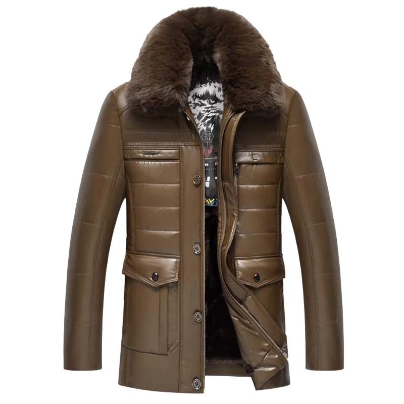 Chaqueta de cuero PU de algodón informal para hombre de mediana edad, abrigo, ropa, Chaqueta de algodón cálida, abrigos de invierno gruesos de terciopelo añadidos