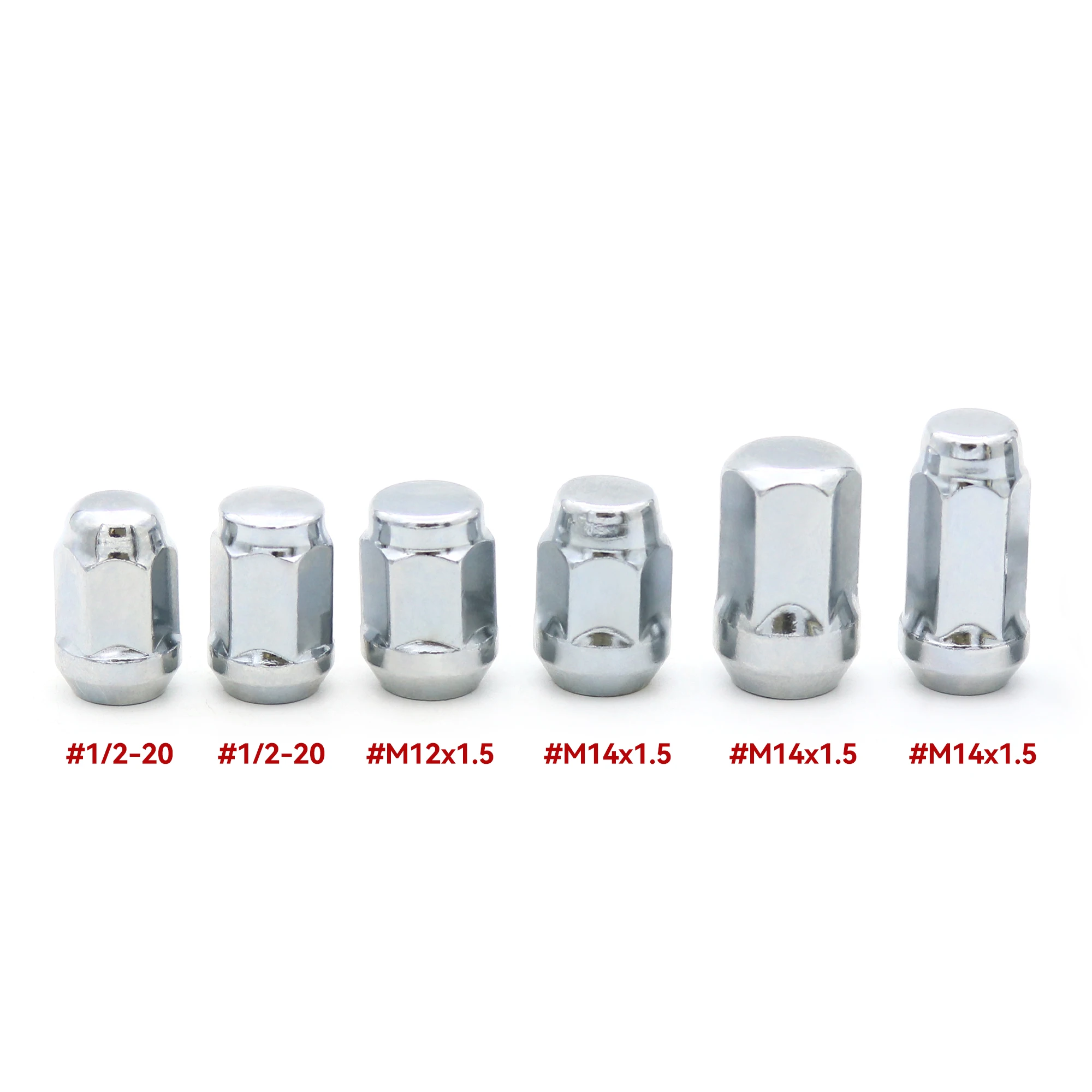 10pcs Hex Closed End Lug Nuts 1/2-20 M12x1.5 M14x1.5 Chrome Plated Wheel Bolts 60 Degree Tapered for Car Wheel Installation