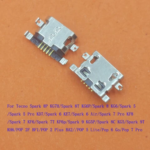 10-100 шт. USB-разъемы для зарядки Tecno POP 6 Go 2F 2 Plus 5 Lite Spark 8T 8 9 8C 9T 6 Air 7 Pro 7T 8P KG5P