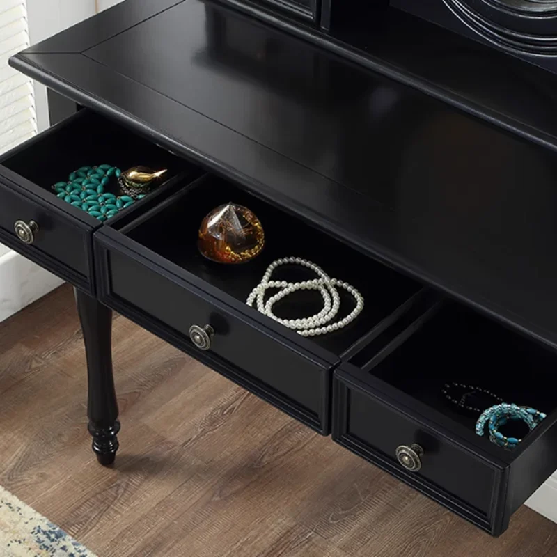 Modern Minimalist Black Vanity Table - close-up view