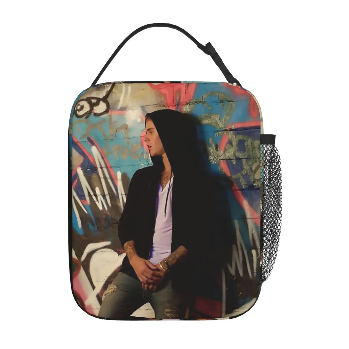 

Singer Justin Bieber Insulated Lunch Bag Cooler Bag Lunch Container JBiebs Portable Tote Lunch Box Bento Pouch Office Picnic
