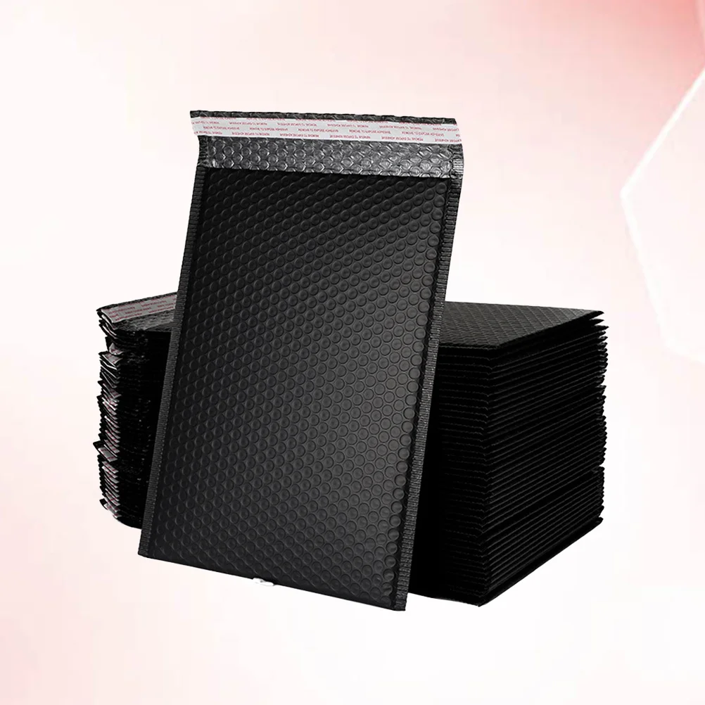 25Pcs Shockproof Bubble Storage Bag Lightweight Waterproof Delivery Packing Pouch for Books Office Home Black 15x20cm