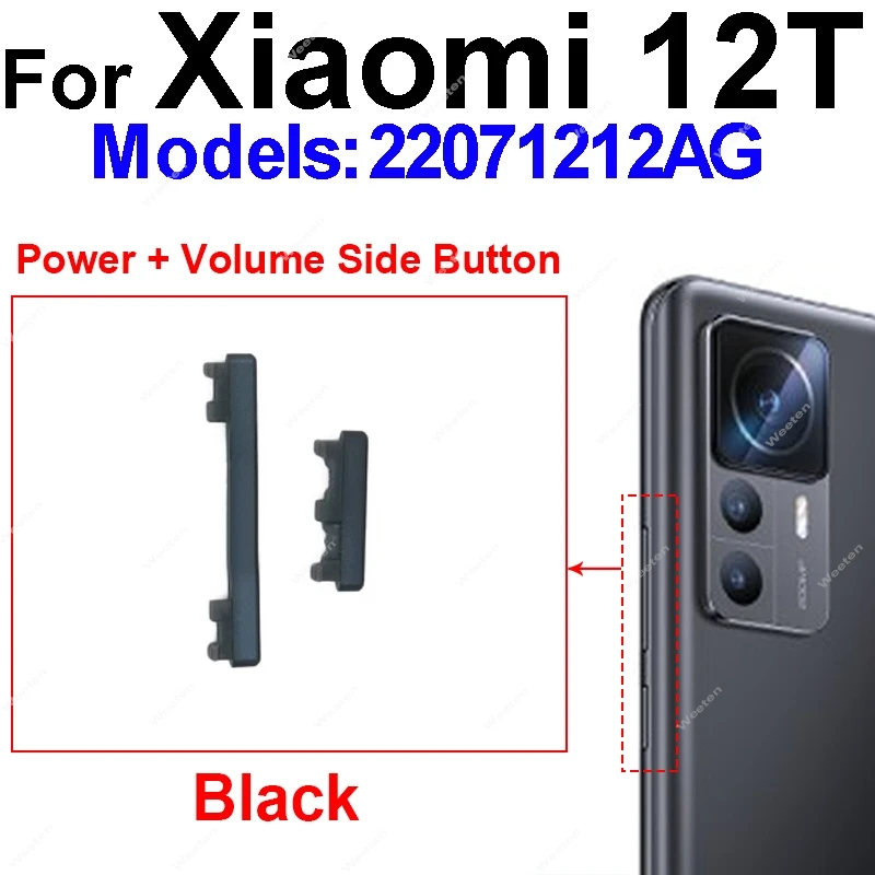 Power Volume Side Button For Xiaomi 12T 12T Pro On OFF Power Volume Up Down Side Key Switch Replacement Repair Parts