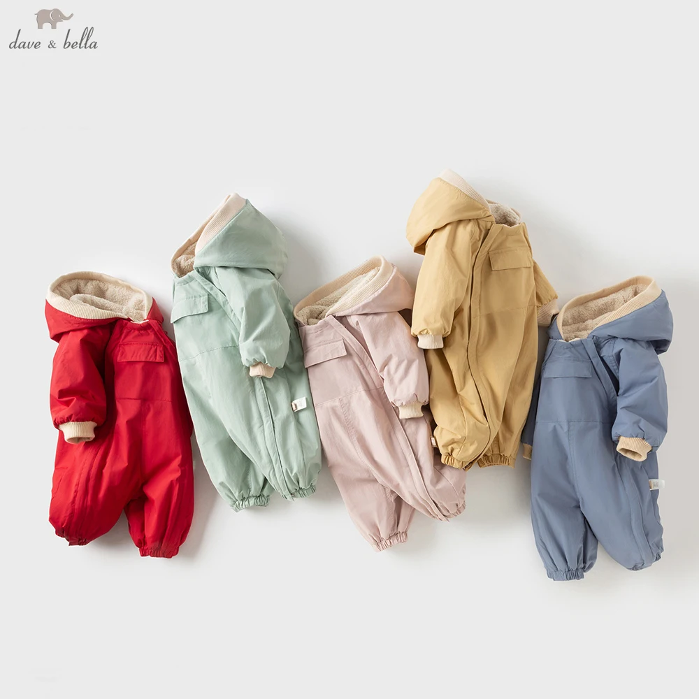 

Комбинезон для новорожденных Dave Bella, осенне-зимний модный комбинезон для девочек и мальчиков, уличный теплый детский комбинезон DB12022-C