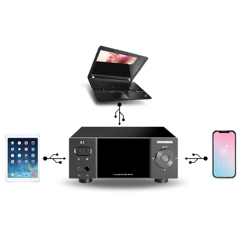 DSD مشغل موسيقى الصوت الرقمي عالية الجودة فك التنسيق الكامل HIFI سماعة مكبر للصوت دعم Roon SOUNDAWARE A1 10th A1X