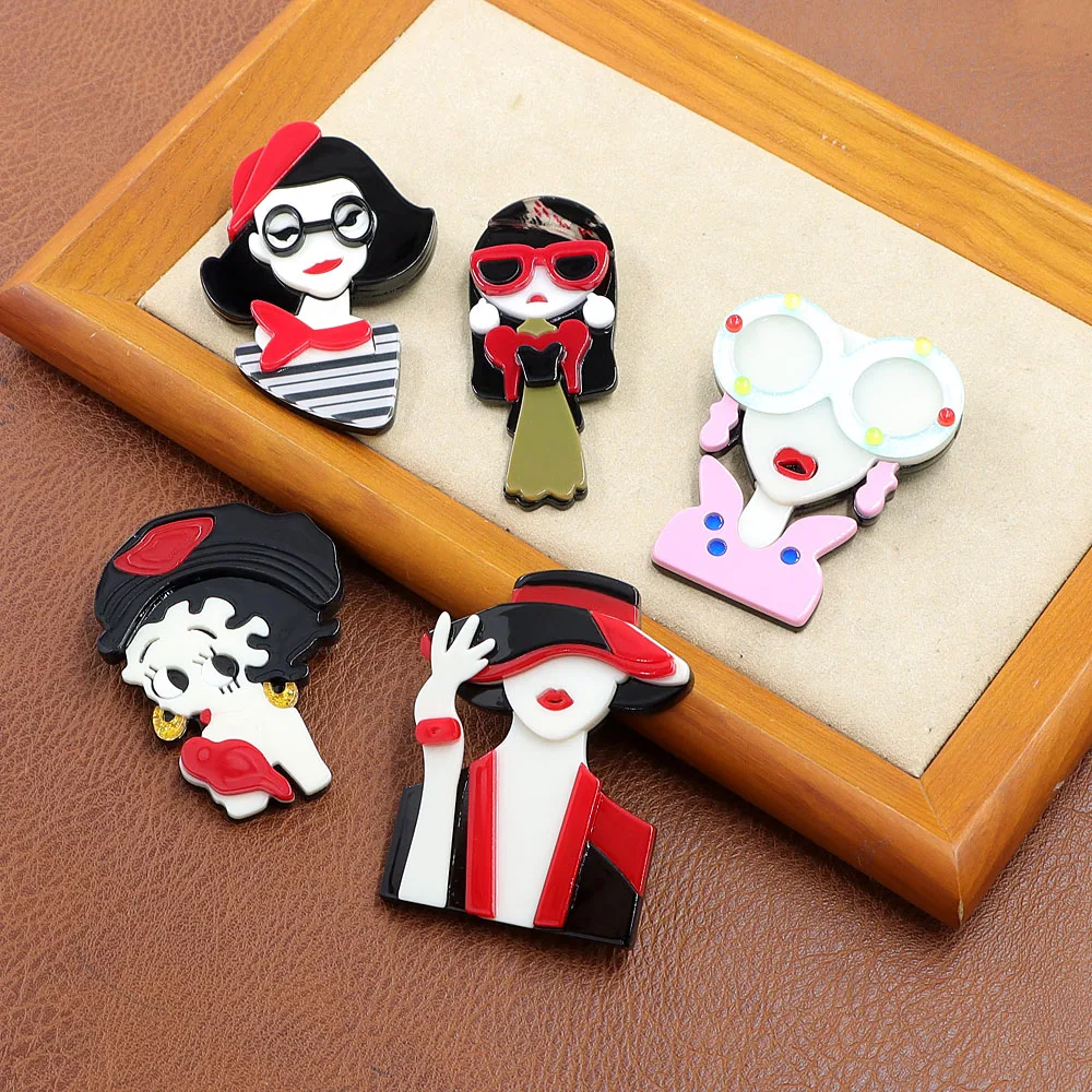 CINDY XIANG Acrylic Beautiful Big Eye Cute Girl Brooches For Women Fashion New Design Wear Big Hat Lady Pin High Quality